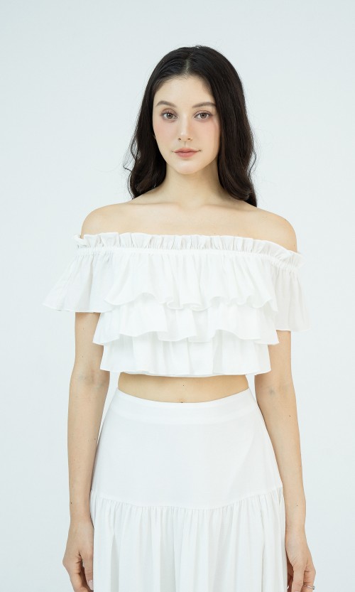 Sixdo G-White Woven Top and Skirt Set